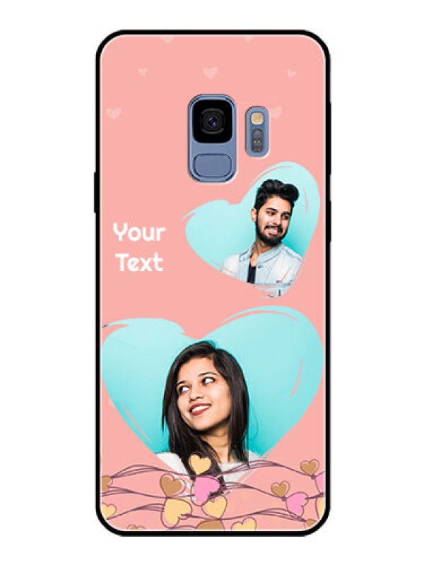 Custom Galaxy S9 Custom Glass Mobile Case  - Love Doodle Design