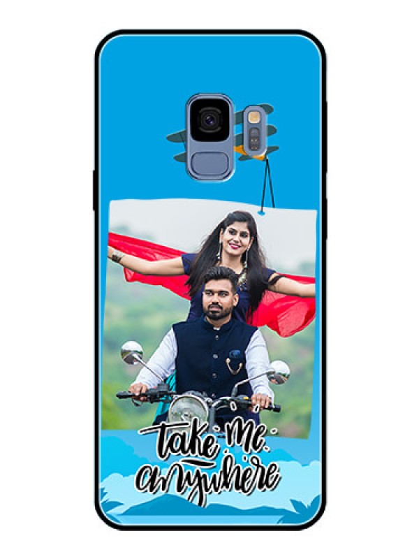 Custom Galaxy S9 Custom Glass Mobile Case  - Traveller Design 