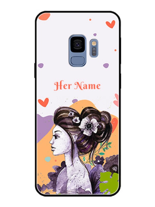 Custom Galaxy S9 Personalized Glass Phone Case - Woman And Nature Design