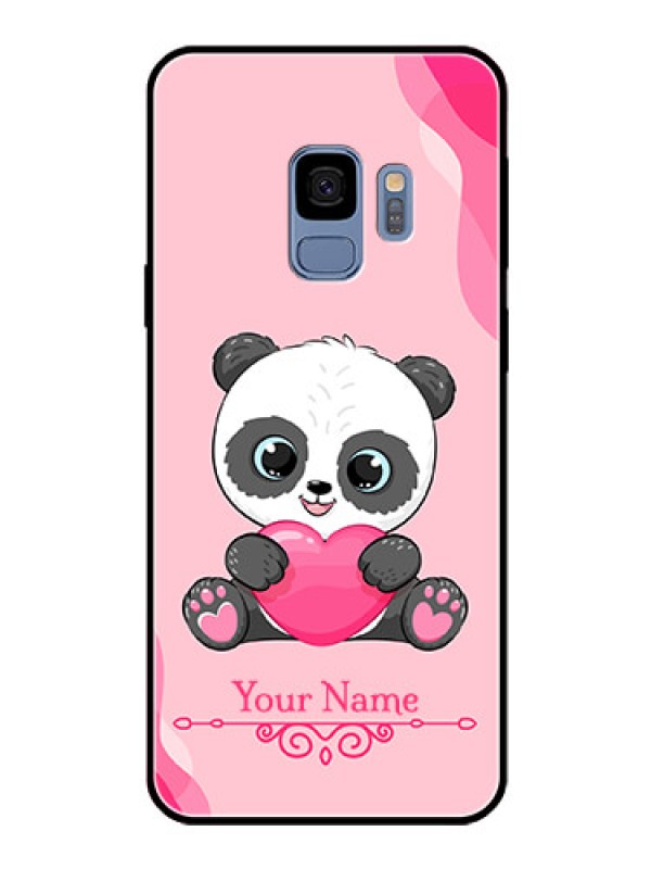 Custom Galaxy S9 Custom Glass Mobile Case - Cute Panda Design