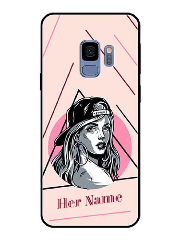 Custom Galaxy S9 Personalized Glass Phone Case - Rockstar Girl Design