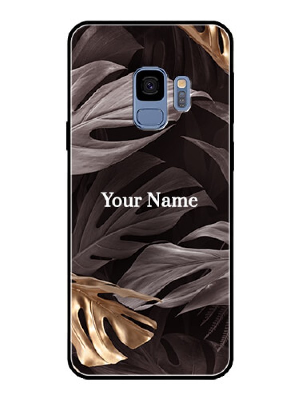 Custom Galaxy S9 Personalised Glass Phone Case - Wild Leaves digital paint Design