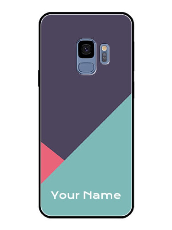 Custom Galaxy S9 Custom Glass Mobile Case - Tri Color abstract Design