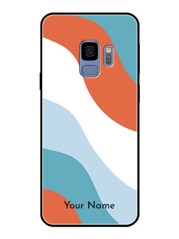 Custom Galaxy S9 Custom Glass Mobile Case - coloured Waves Design