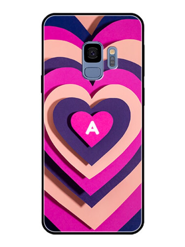 Custom Galaxy S9 Custom Glass Mobile Case - Cute Heart Pattern Design
