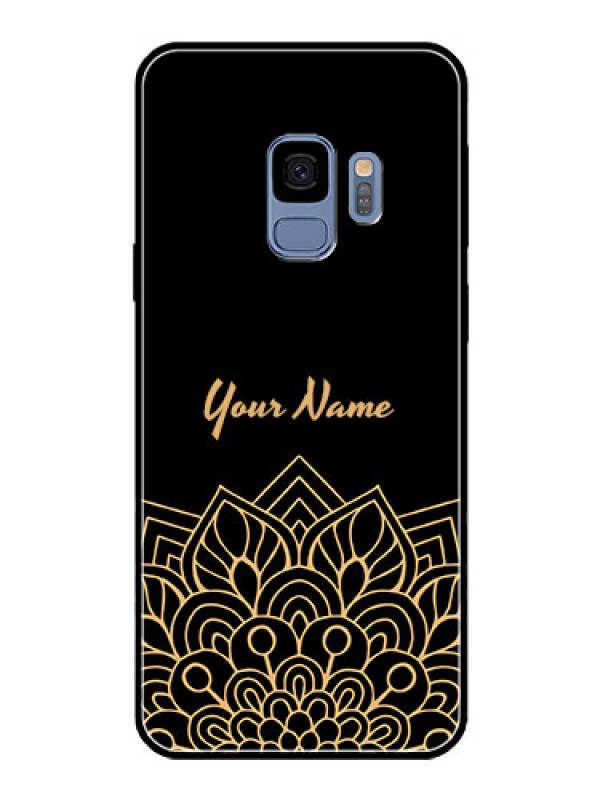 Custom Galaxy S9 Custom Glass Phone Case - Golden mandala Design