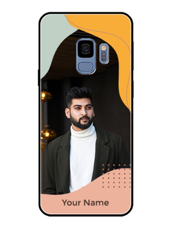Custom Galaxy S9 Personalized Glass Phone Case - Tri-coloured overlay design