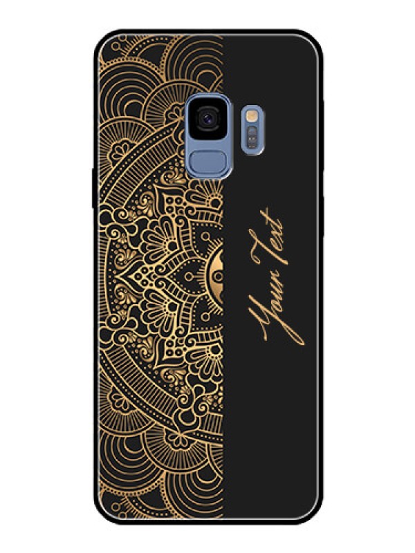 Custom Galaxy S9 Photo Printing on Glass Case - Mandala art with custom text Design