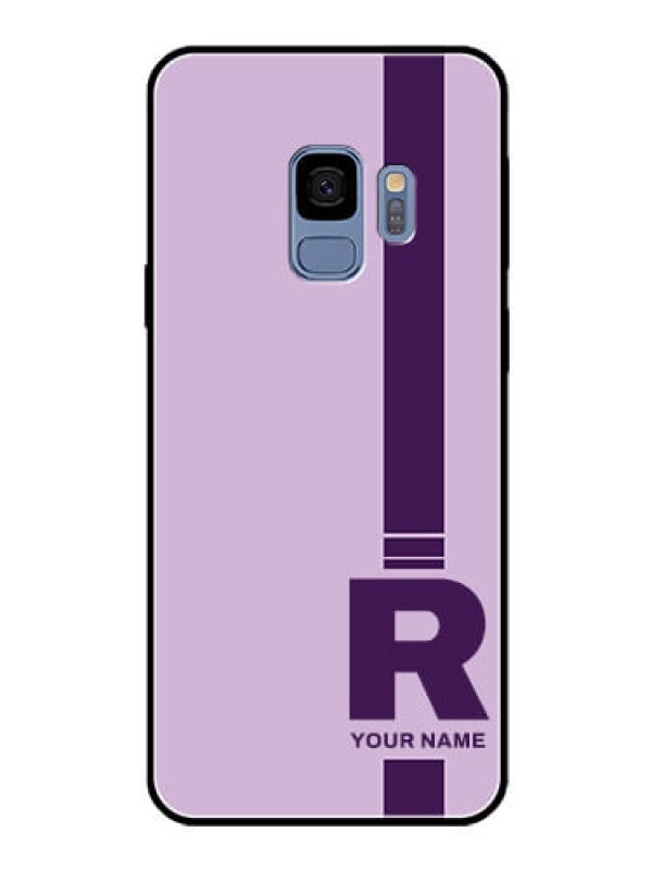 Custom Galaxy S9 Photo Printing on Glass Case - Simple dual tone stripe with name Design