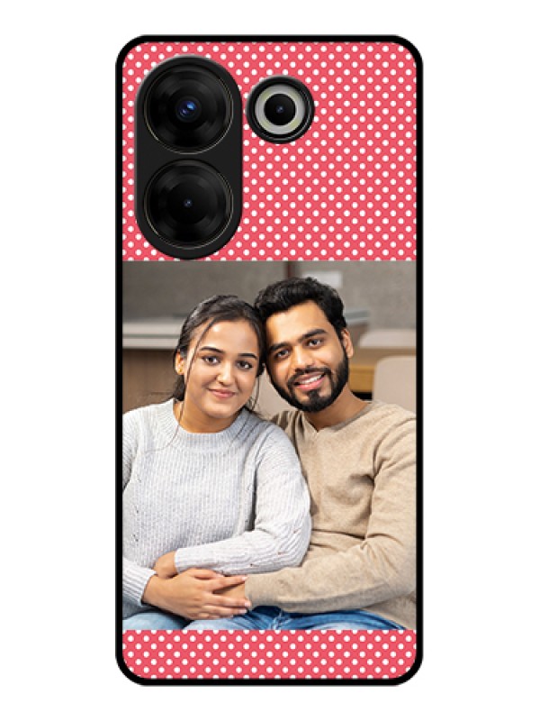 Custom Tecno Camon 20 Pro Custom Glass Phone Case - White Dotted Design