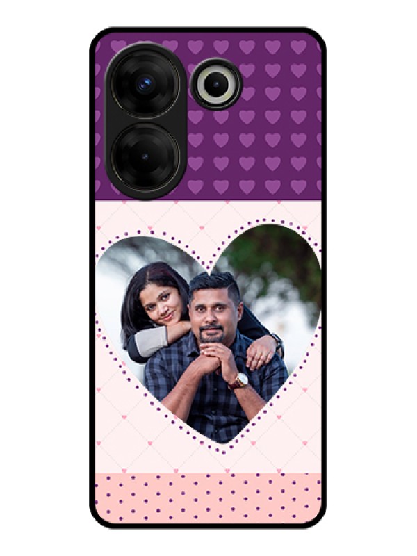Custom Tecno Camon 20 Pro Custom Glass Phone Case - Violet Love Dots Design