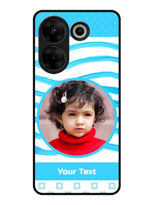 Custom Tecno Camon 20 Pro Custom Glass Phone Case - Simple Blue Case Design