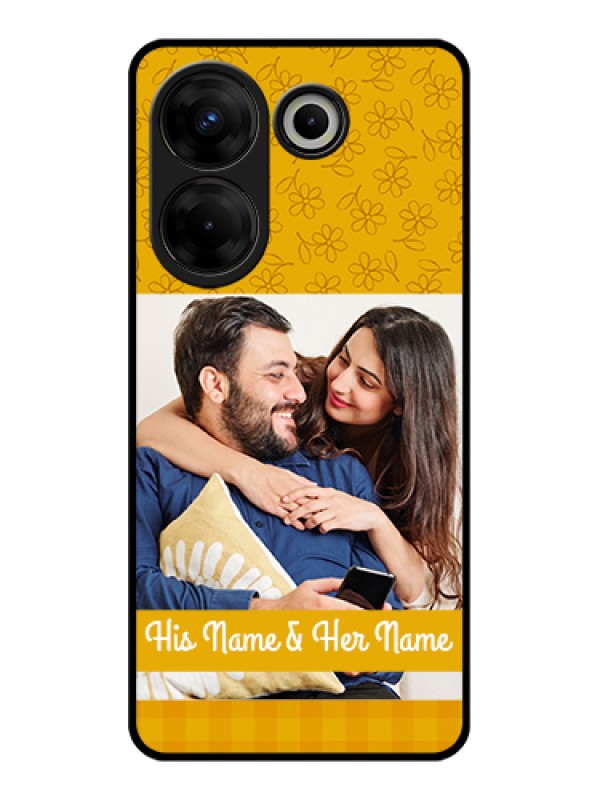 Custom Tecno Camon 20 Pro Custom Glass Phone Case - Yellow Floral Design