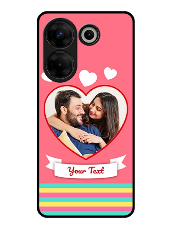 Custom Tecno Camon 20 Pro Custom Glass Phone Case - Love Shapes Doodle Design