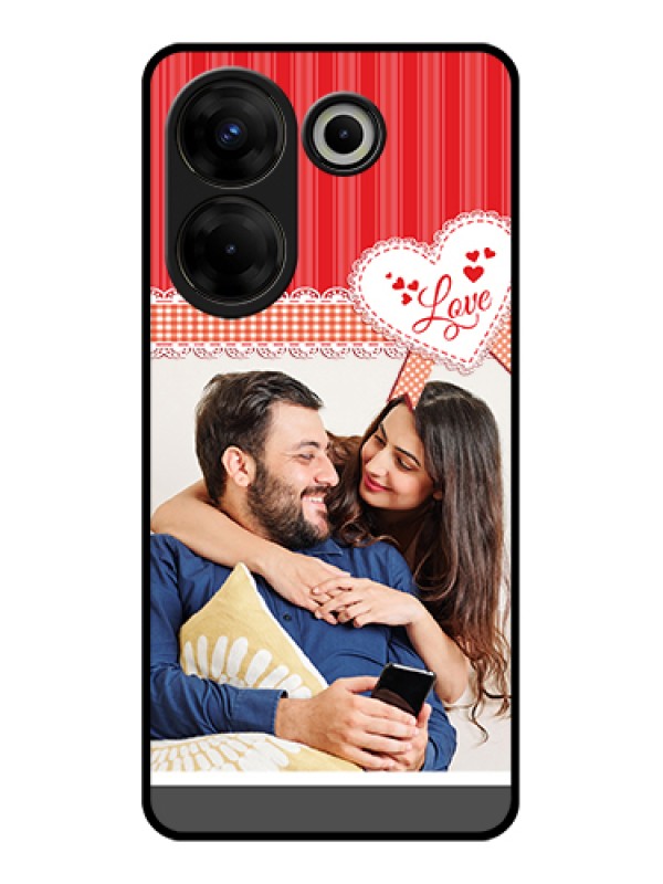 Custom Tecno Camon 20 Pro Custom Glass Phone Case - Red Love Pattern Design