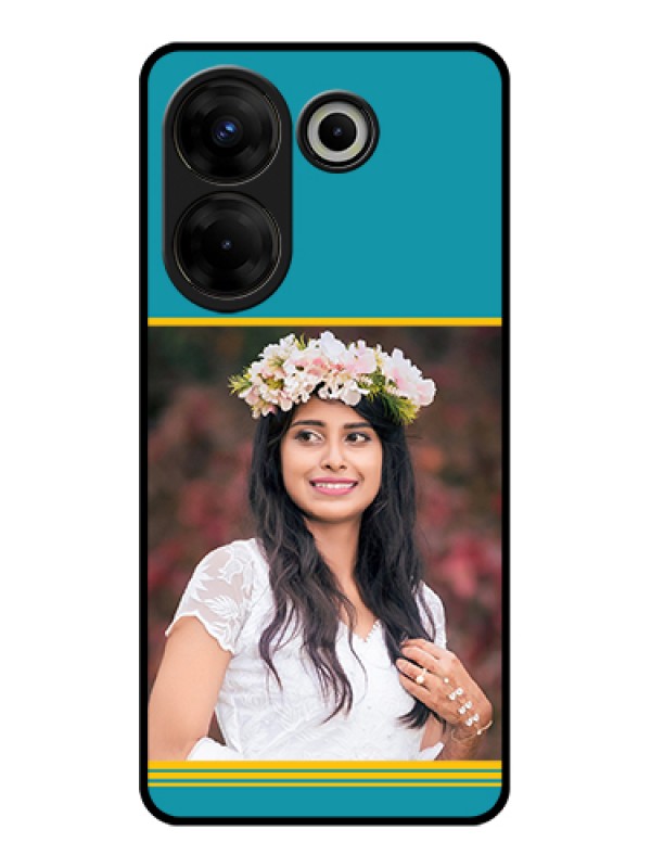 Custom Tecno Camon 20 Pro Custom Glass Phone Case - Yellow & Blue Design