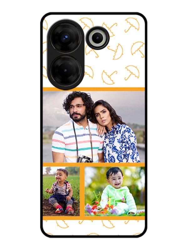 Custom Tecno Camon 20 Pro Custom Glass Phone Case - Yellow Pattern Design