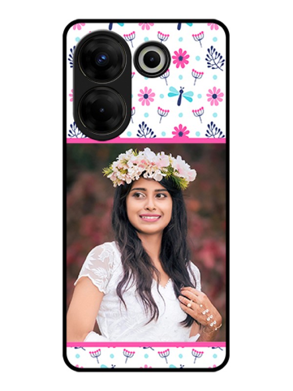 Custom Tecno Camon 20 Pro Custom Glass Phone Case - Colorful Flower Design