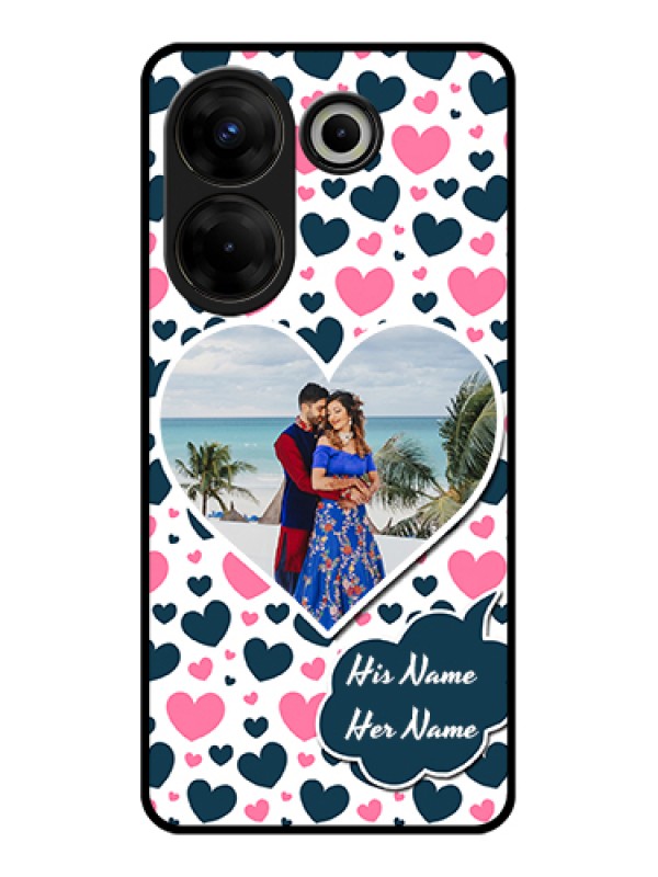 Custom Tecno Camon 20 Pro Custom Glass Phone Case - Pink & Blue Heart Design
