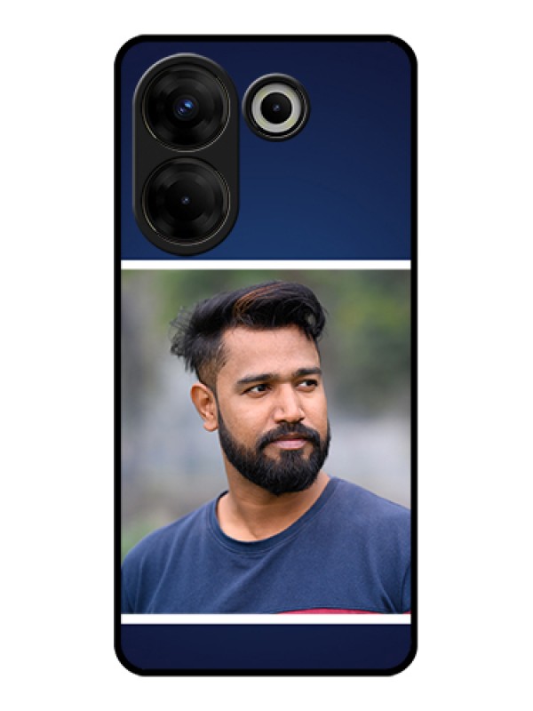 Custom Tecno Camon 20 Pro Custom Glass Phone Case - Simple Royal Blue Design