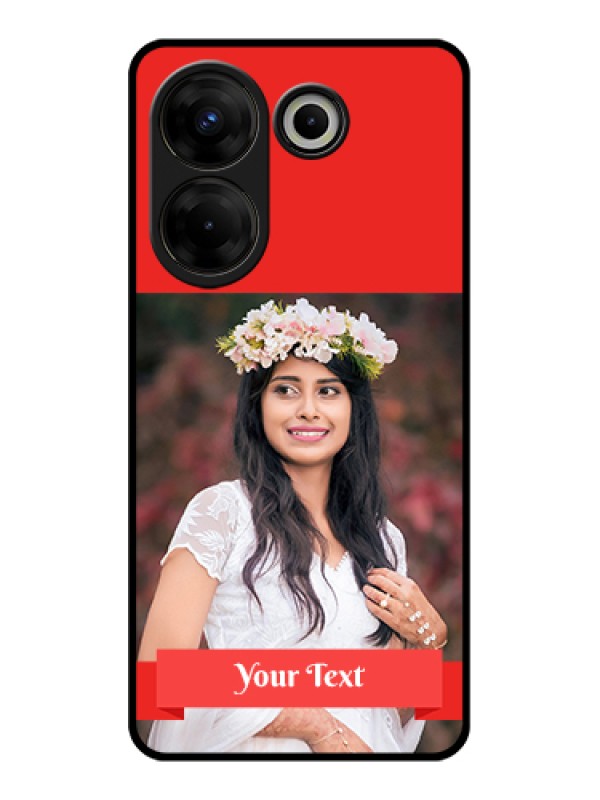 Custom Tecno Camon 20 Pro Custom Glass Phone Case - Simple Red Color Design