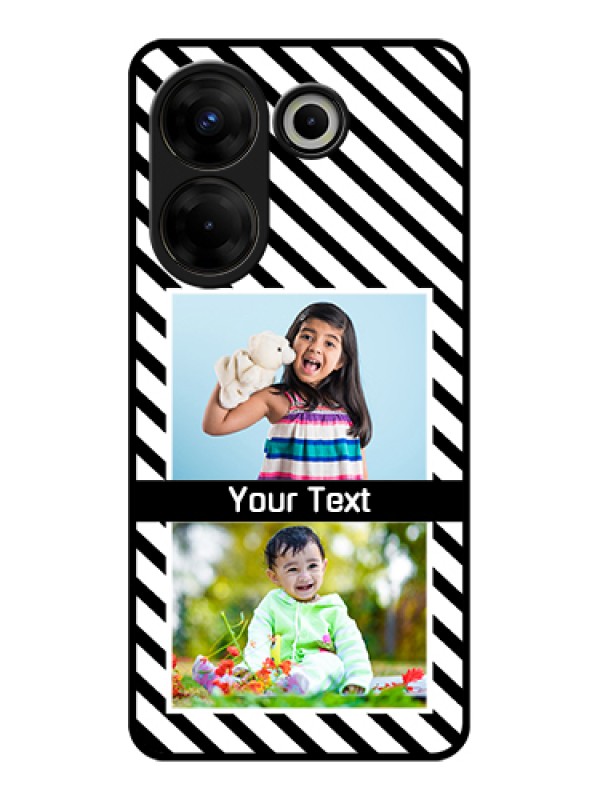 Custom Tecno Camon 20 Pro Custom Glass Phone Case - Black And White Stripes Design