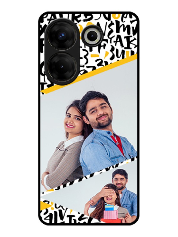 Custom Tecno Camon 20 Pro Custom Glass Phone Case - Letters Pattern Design