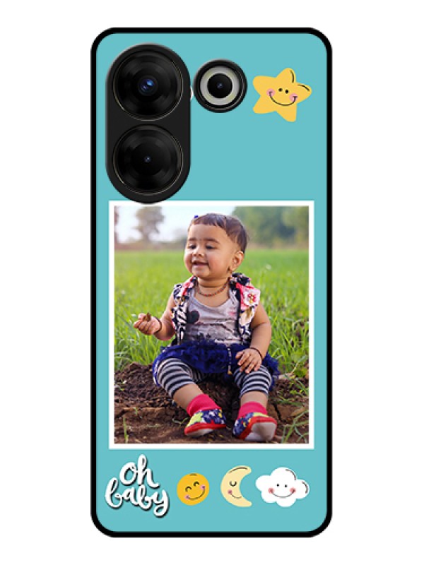 Custom Tecno Camon 20 Pro Custom Glass Phone Case - Smiley Kids Stars Design