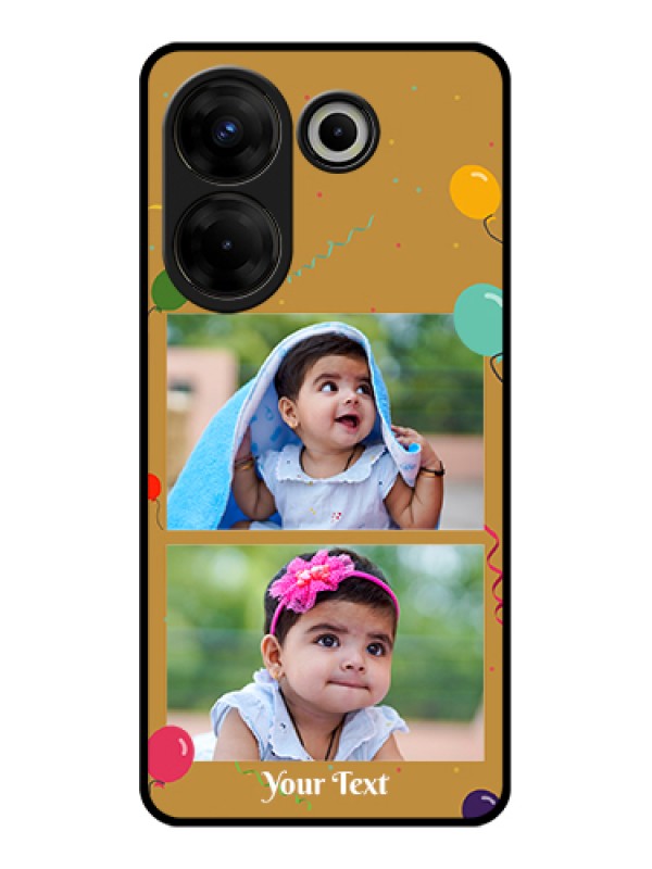 Custom Tecno Camon 20 Pro Custom Glass Phone Case - Image Holder With Birthday Celebrations Design