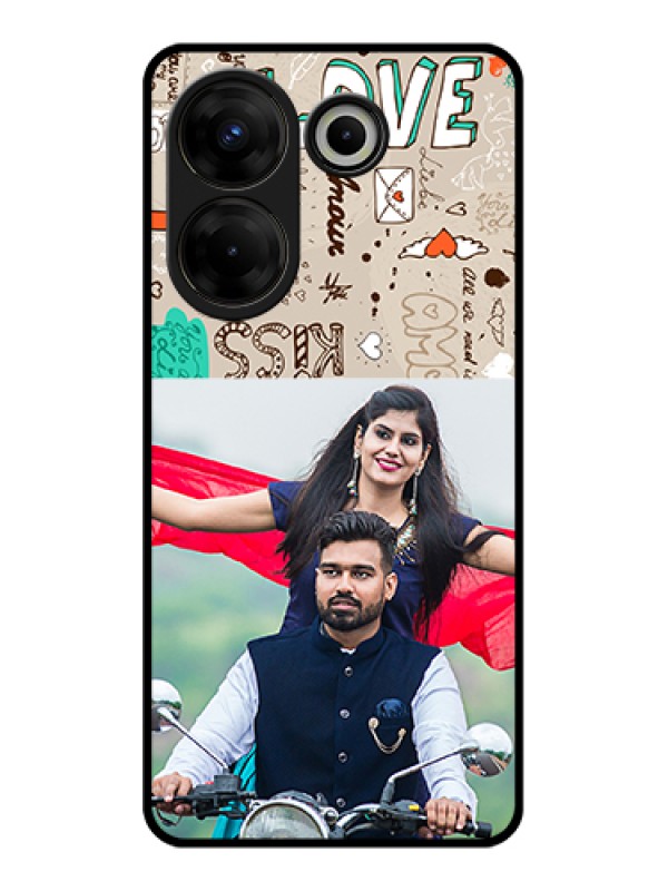 Custom Tecno Camon 20 Pro Custom Glass Phone Case - Love Doodle Pattern