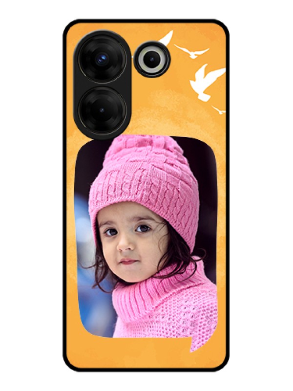 Custom Tecno Camon 20 Pro Custom Glass Phone Case - Water Color Design With Bird Icons