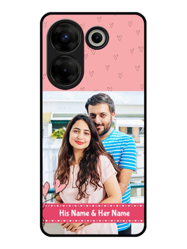 Custom Tecno Camon 20 Pro Custom Glass Phone Case - Love Design Peach Color