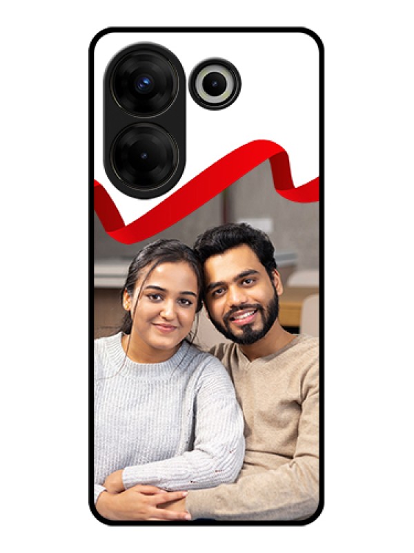 Custom Tecno Camon 20 Pro Custom Glass Phone Case - Red Ribbon Frame Design