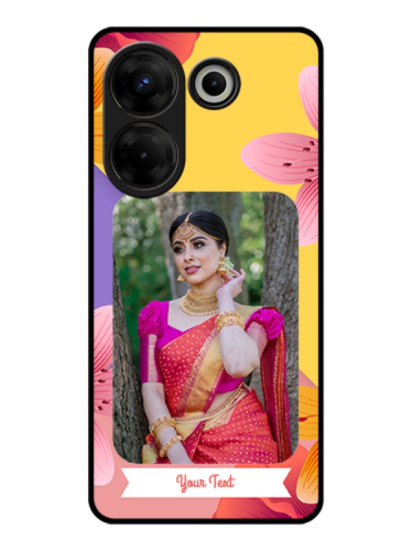 Custom Tecno Camon 20 Pro Custom Glass Phone Case - 3 Image With Vintage Floral Design