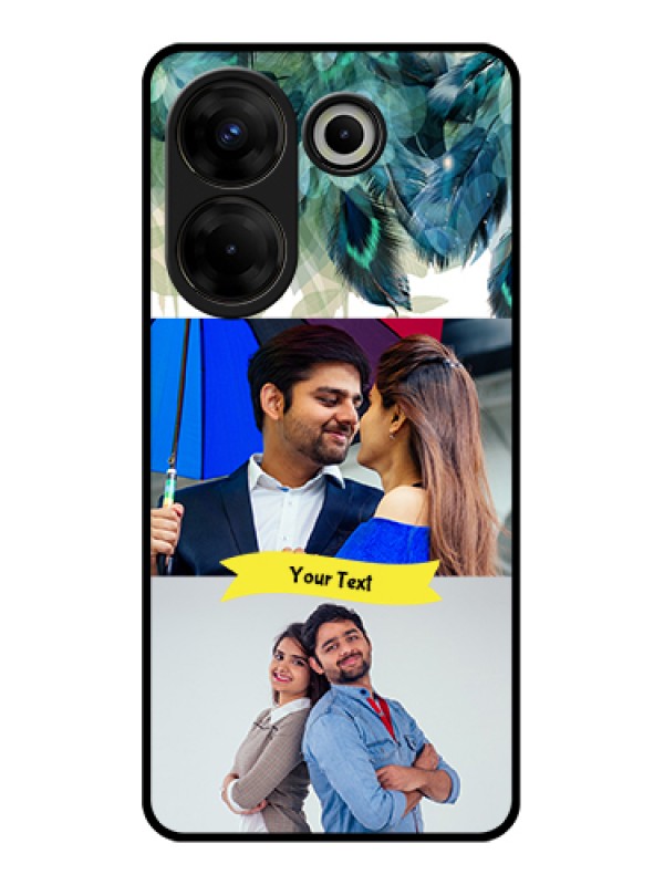 Custom Tecno Camon 20 Pro Custom Glass Phone Case - Image With Boho Peacock Feather Design
