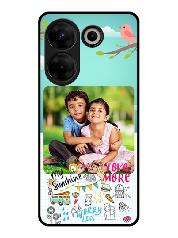 Custom Tecno Camon 20 Pro Custom Glass Phone Case - Doodle Love Design