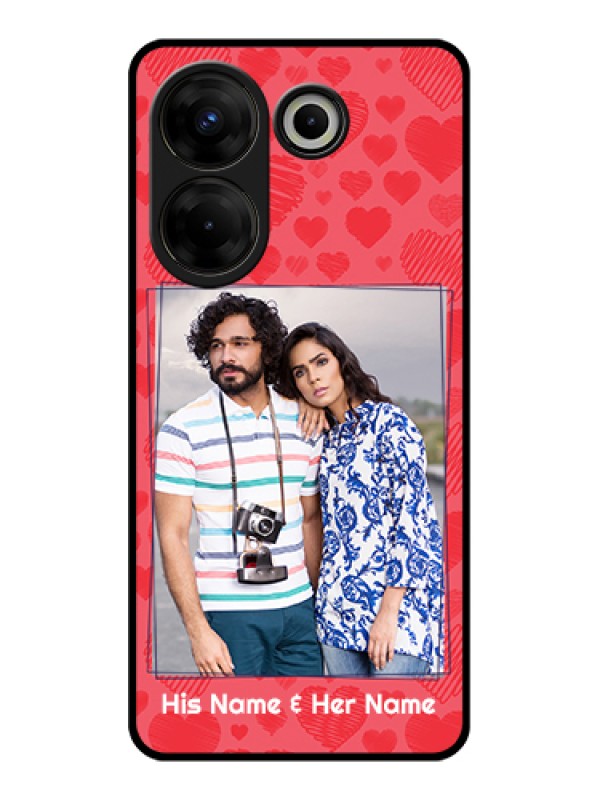 Custom Tecno Camon 20 Pro Custom Glass Phone Case - With Red Heart Symbols Design