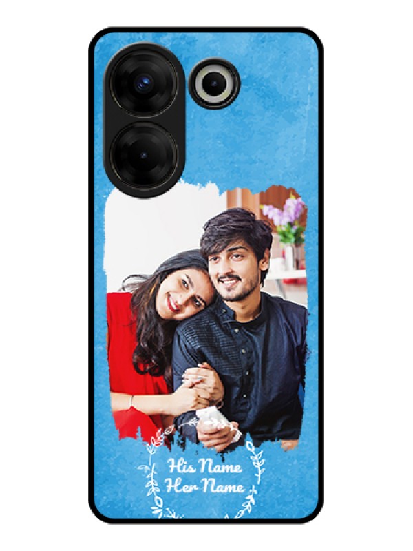 Custom Tecno Camon 20 Pro Custom Glass Phone Case - Blue Color Vintage Design