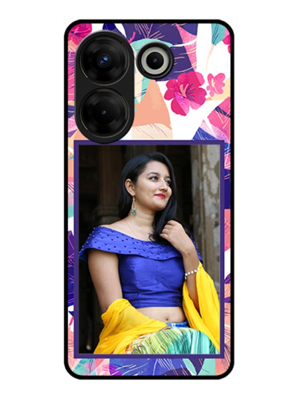 Custom Tecno Camon 20 Pro Custom Glass Phone Case - Abstract Floral Design