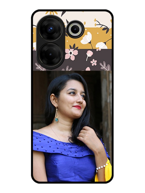 Custom Tecno Camon 20 Pro Custom Glass Phone Case - Stylish Floral Design