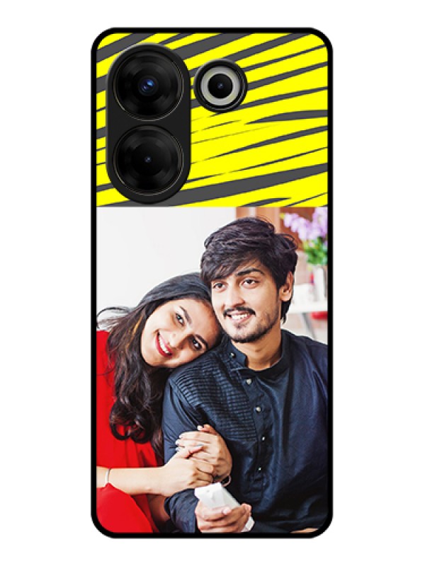 Custom Tecno Camon 20 Pro Custom Glass Phone Case - Yellow Abstract Design