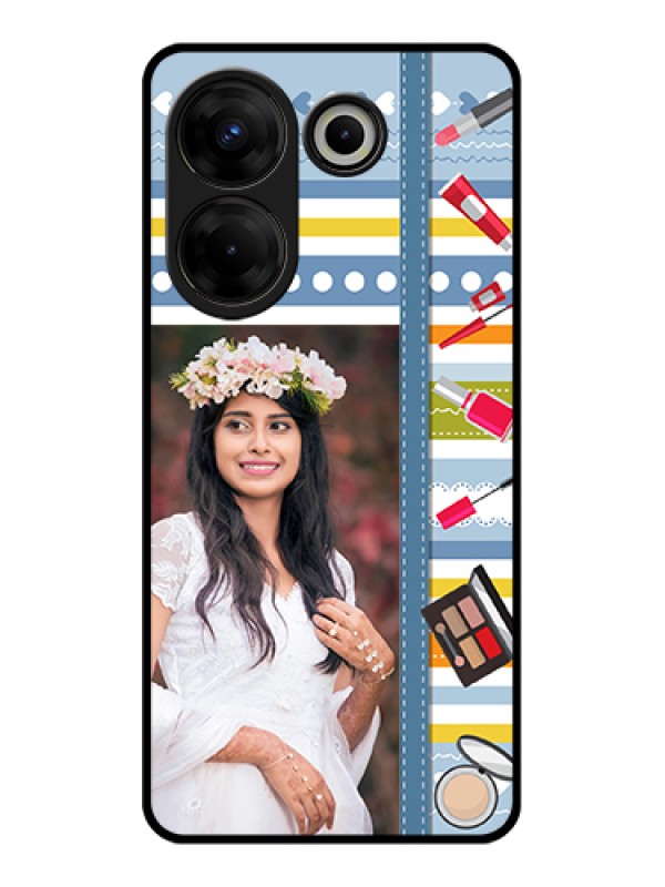 Custom Tecno Camon 20 Pro Custom Glass Phone Case - Makeup Icons Design