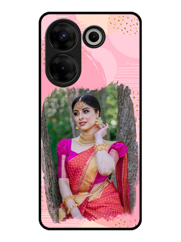 Custom Tecno Camon 20 Pro Custom Glass Phone Case - Gold Glitter Splash Design