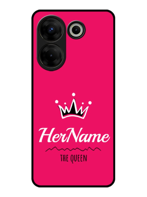 Custom Tecno Camon 20 Pro Custom Glass Phone Case - Queen With Name Design