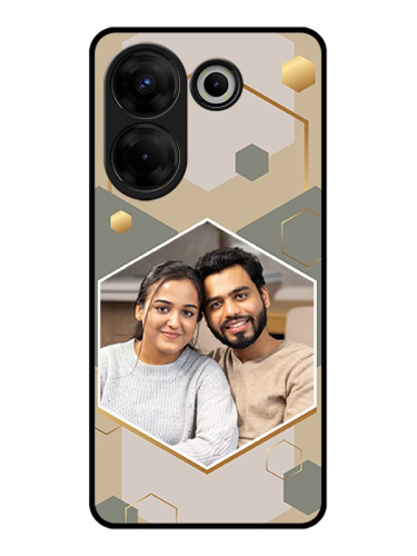 Custom Tecno Camon 20 Pro Custom Glass Phone Case - Stylish Hexagon Pattern Design