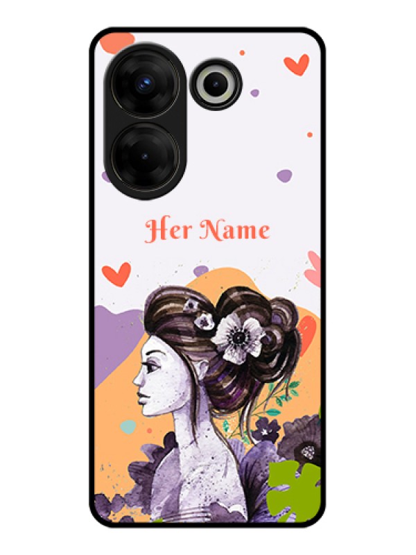 Custom Tecno Camon 20 Pro Custom Glass Phone Case - Woman And Nature Design