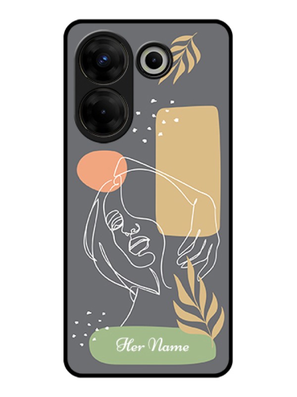 Custom Tecno Camon 20 Pro Custom Glass Phone Case - Gazing Woman Line Art Design