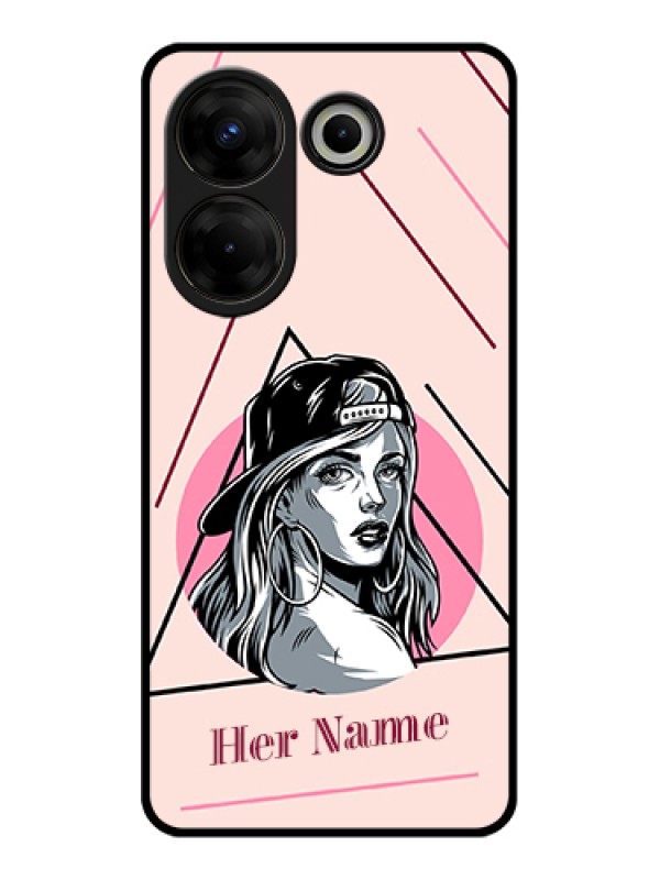 Custom Tecno Camon 20 Pro Custom Glass Phone Case - Rockstar Girl Design
