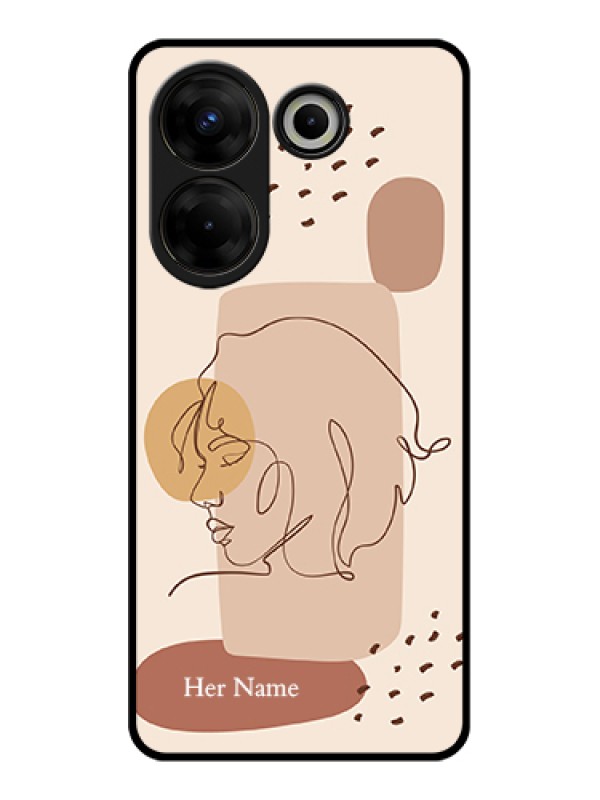 Custom Tecno Camon 20 Pro Custom Glass Phone Case - Calm Woman Line Art Design