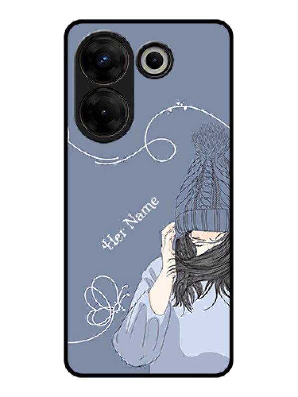 Custom Tecno Camon 20 Pro Custom Glass Phone Case - Girl In Winter Outfit Design